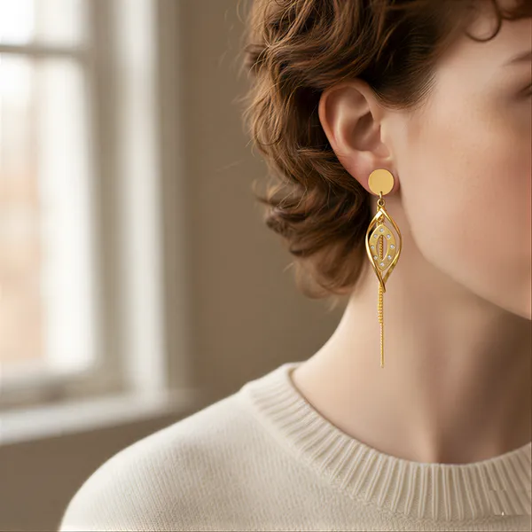 Gold_Crystal_Leaf_Chain_Tassel_Drop_Earrings_For_Women_And_Girls